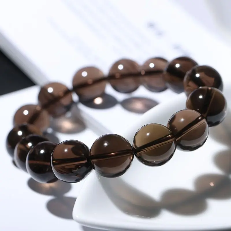 

smoky quartz round 8/10/12/14/16mm 17cm bracelet FPPJ wholesale nature