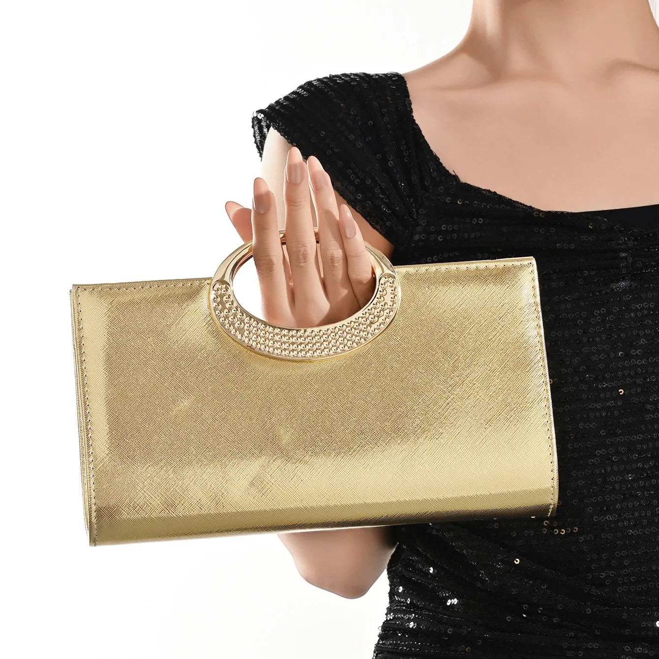 Women's Crystal Oval Handle Glitter Clutch for Women for Evening Occasions, Parties, Weddings, Cocktails, Proms, etc view 2
