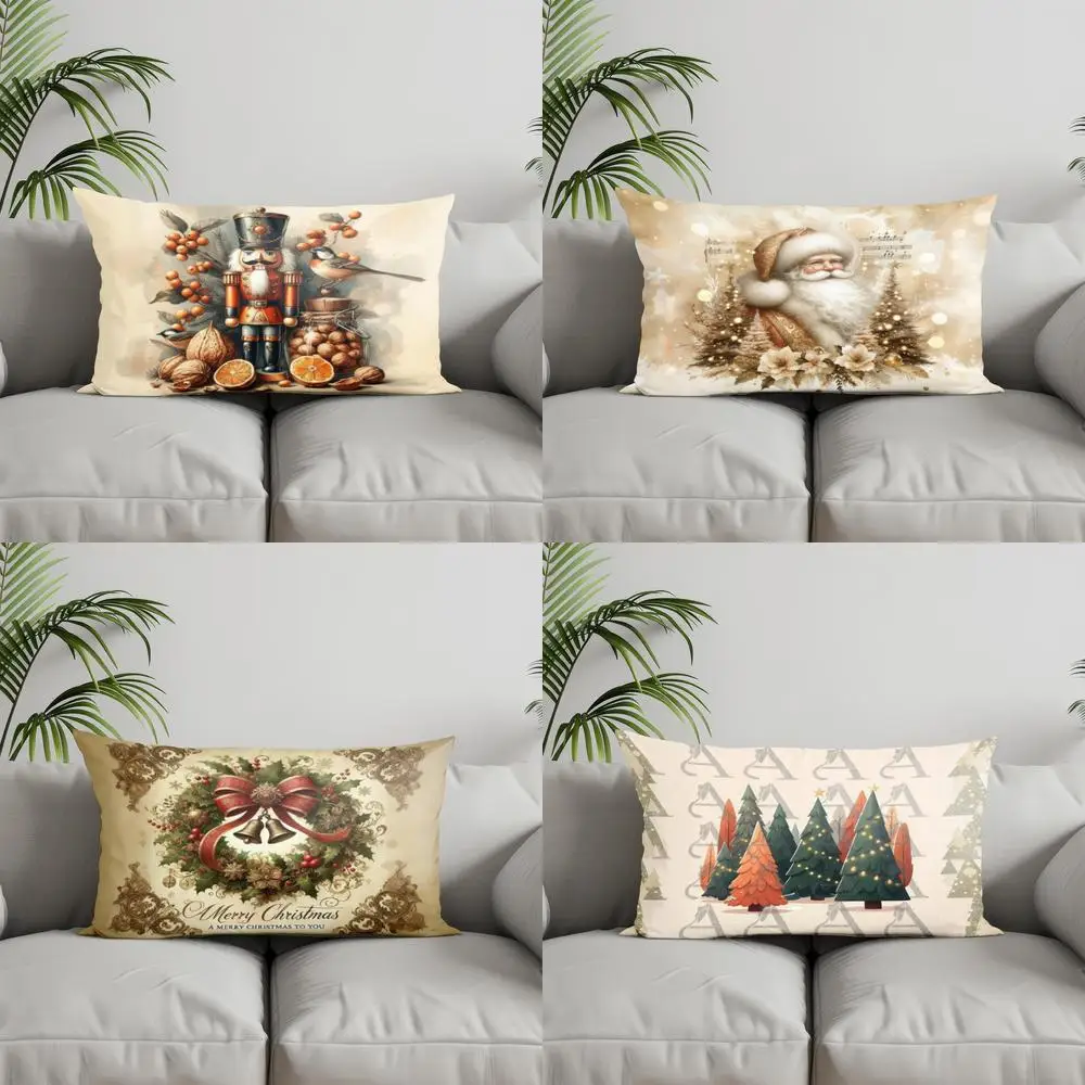 

Домашний декор, Рождественский венок, колокольчик, подушка, подходит для дивана, спальни, автомобиля, наволочка, прямоугольная подушка для спины