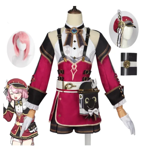 

Genshin Impact Charlotte Cosplay Costume Full Set Uniform Outfit Cosplay Charlotte Costume with Hat Fengdan Female Journalist