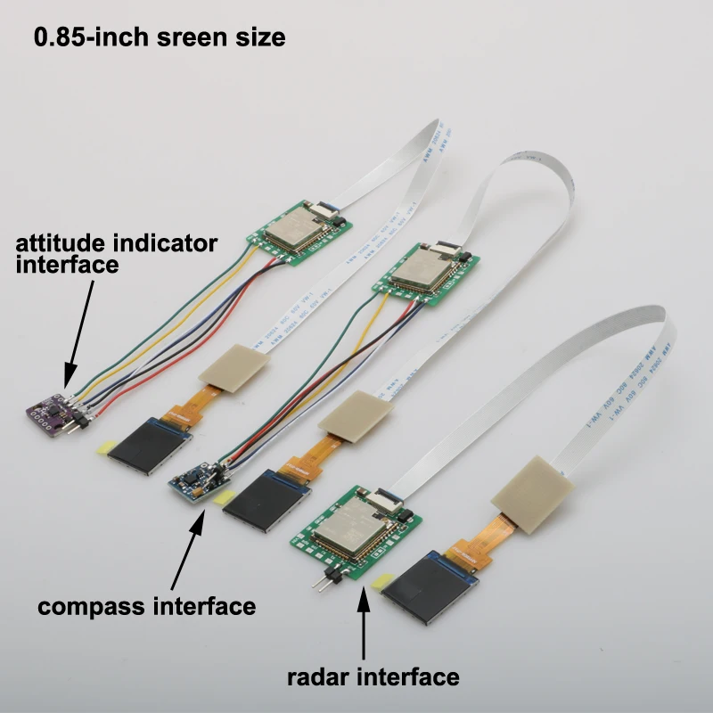 1PCS 4.8-5.2V RC Plane Flight Simulator Cockpit Instrument Panel 0.85/1.3/1.54 Inch Attitude Indicator/Compass/Radar Interface