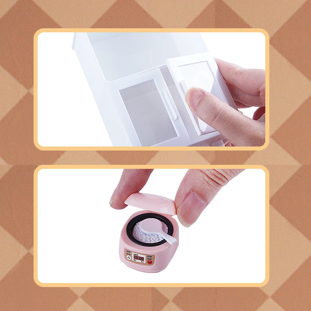 Juego de cocina pequeño DIY, 1/12 cabinas, casa de muñecas, mesa de comedor en miniatura, horno para hornear, accesorios, modelo, juguetes para jugar a las casitas