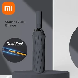 Xiaomi-Guarda-chuva automático para exterior, dobrável, impermeável, à prova de sol, proteção UV, monocromático, tamanho grande, 24 ossos