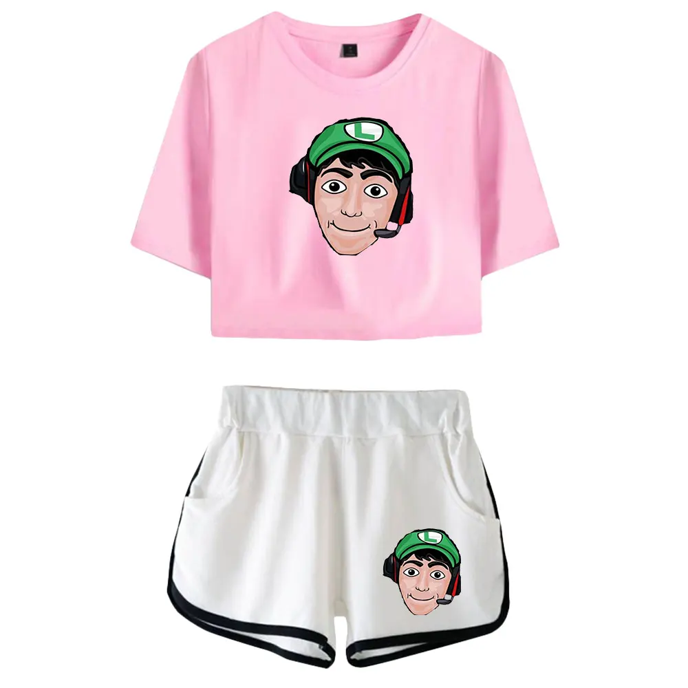 Youtuber merch Fernanfloo fans midriff-obnażające dopasowane zestawy uszczelek nadrukowane krótka koszulka zestawy gimnastyczne streetwear spodnie damskie