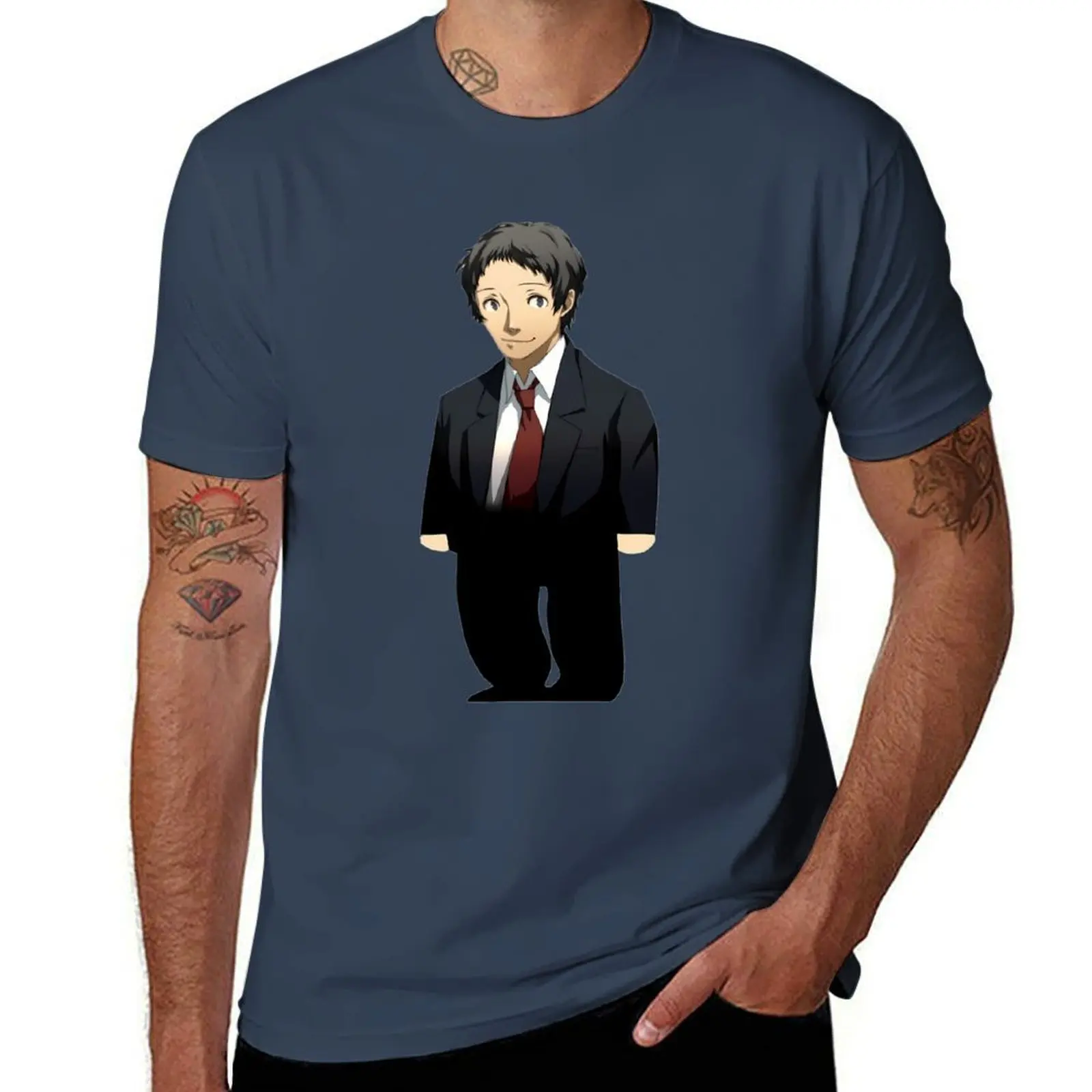 

Adachi From Persona T-Shirt Casual Minimalist Short Sleeve Top