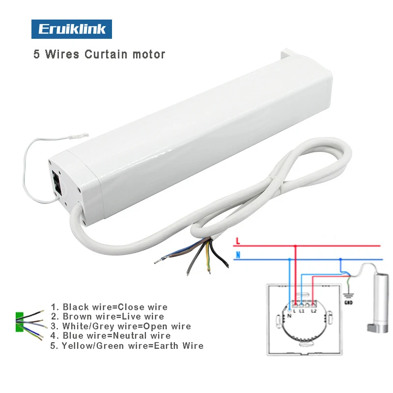 The latest Generation 5 wire Curtain motor with Super Quiet Curtain track rail. Remote control motor with Cornice Rail