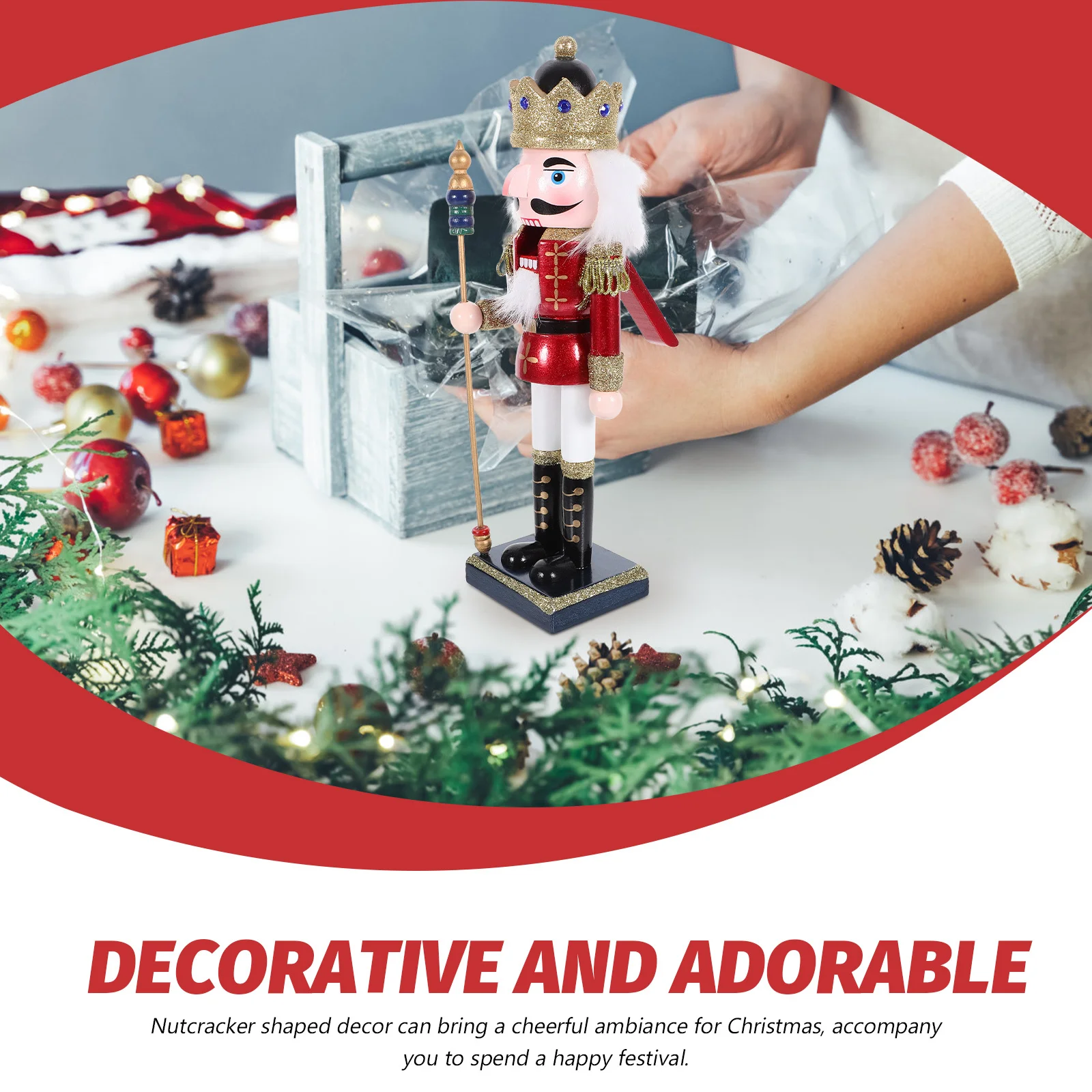 

Wooden Nutcracker Christmas Decor Adorable Puppet Design Lifelike Xmas Decoration Cheerful Ambiance Gift Wooden Nutcracker