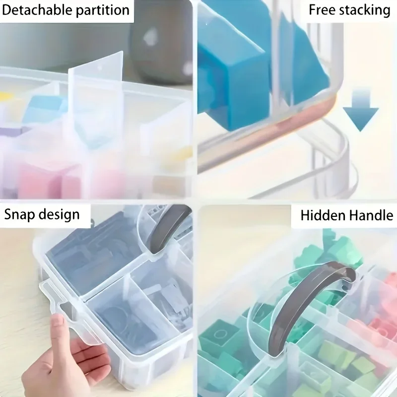 3-lagige transparente Aufbewahrungsbox mit 18 Fächern, Schmuck- und Spielzeug-Aufbewahrungsbox, geeignet für die Küche, Schmuck-Organizer – Detail 1