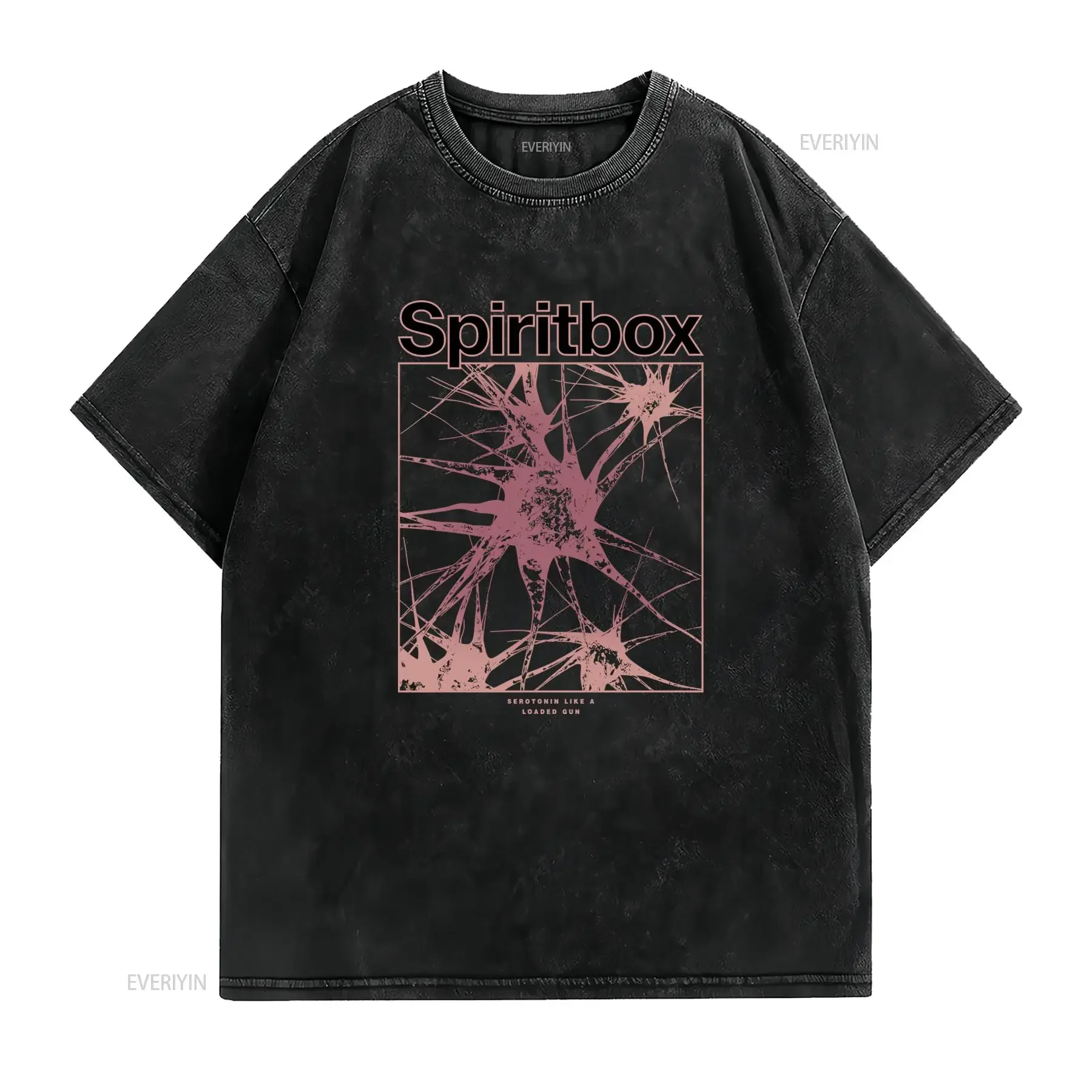 Gothic Streetwear Spiritbox Band Abstract Line Print Casual Rock T Shirt vintage Washed Breathable Top For Everyday Wear