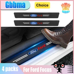 Car Styling 4pcs Carbon Fiber Auto Door Sill Protector Stickers For Ford Focus 2 3 4 Mondeo Fiesta ecosport Kuga Fusion Ghia