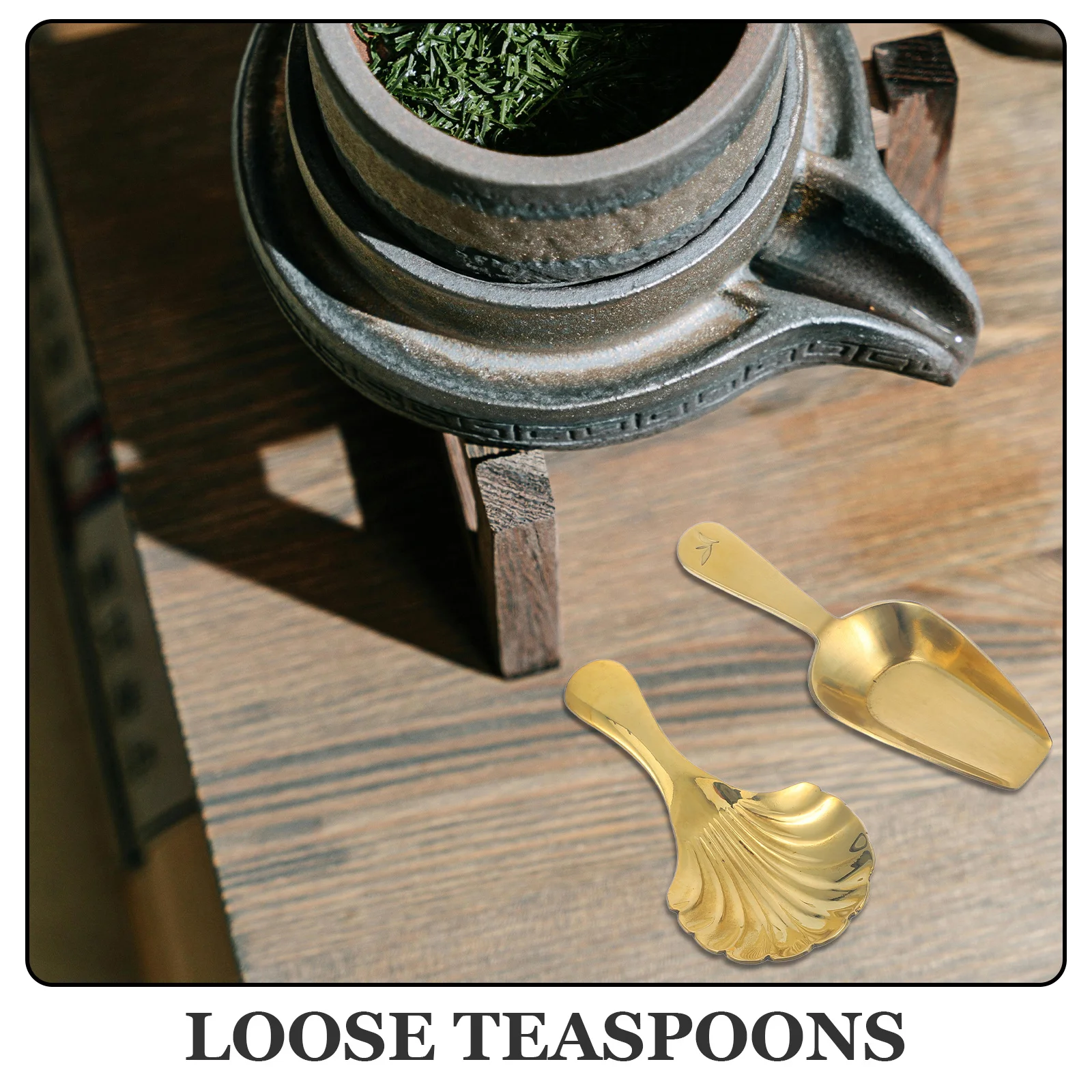 

2Pcs High Quality Brass Teaspoon Ergonomic Handle Comfortable Grip Tea Scoop for Canisters Coffee Jar Daily Home Supplies