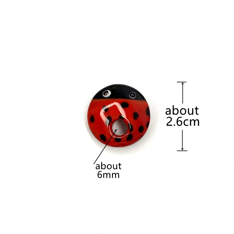 Colorful Cute Ladybug Glass Bead Pendant Creative Mini Ladybird Charm Ornament DIY Jewelry Making Accessory for Handmade Lovers