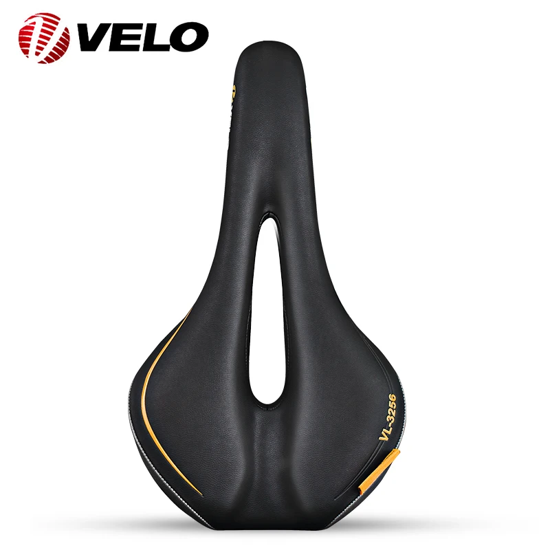 VELO VL-3256 Hollow Breathable Comfortable Soft MTB Road Bike Arctech Steel Rail PU Leather Saddle Bicycle Cushion Cycling Parts