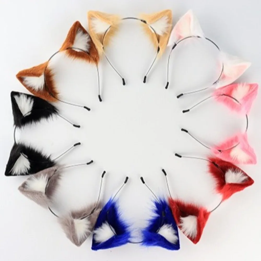 Practical Animal Cat Ears Headband Artificial Gothic Lolita Ears Headwear Furry Realistic Gothic Headband Festival