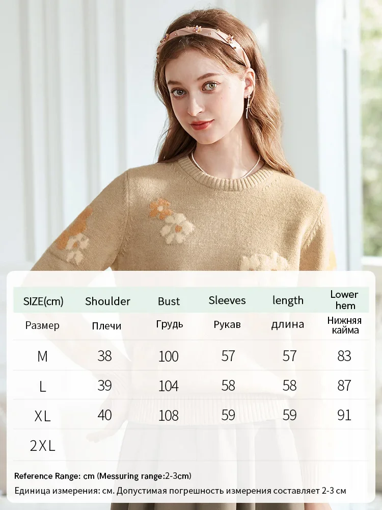 I BELIEVE YOU Women Sweaters Soft Jumper Patchwork Yarn-dyed Flower 2023 Winter New Comfy Fleece Loose Sweet Knitwear 2234125279