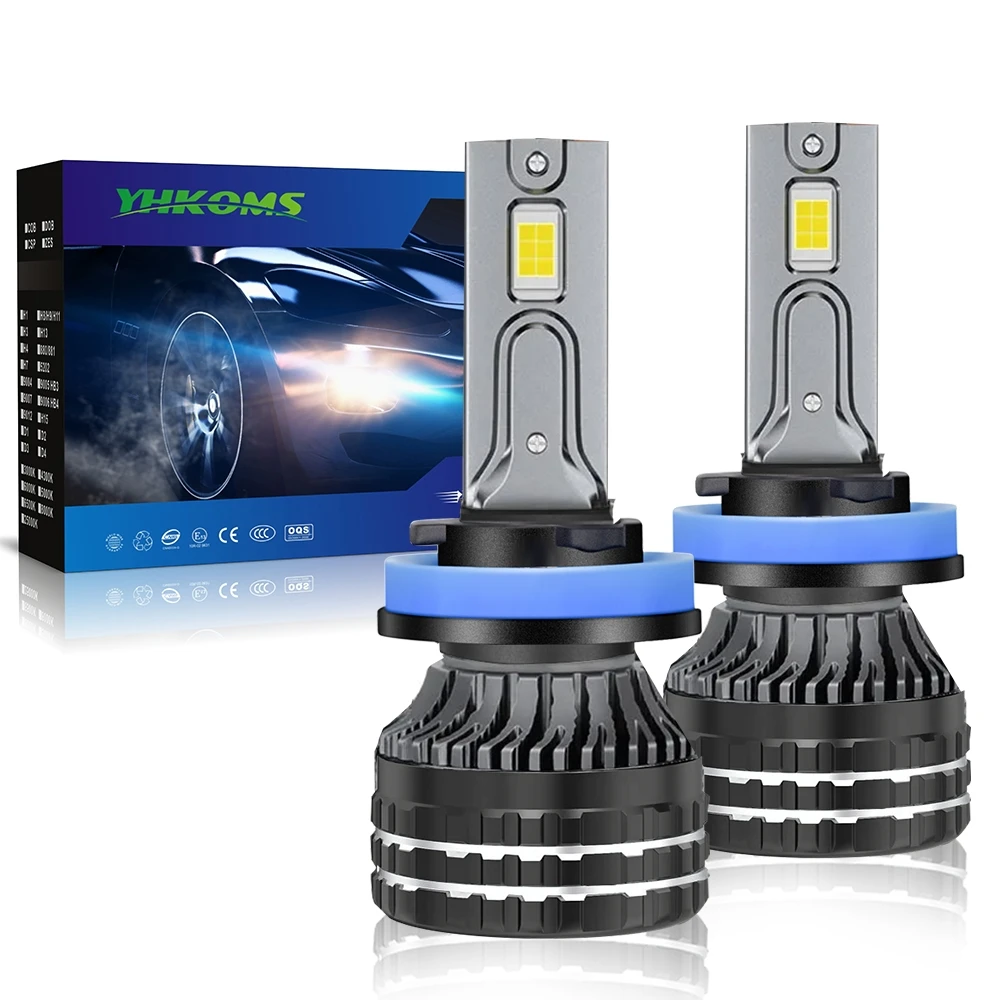 YHKOMS H7 LED Canbus H11 H9 H1 H4 HB3 9005 HB4 9006 H8 LED Car Headlight Bulb Auto fog light motorcycle 200W 50000LM CSP LED 12V