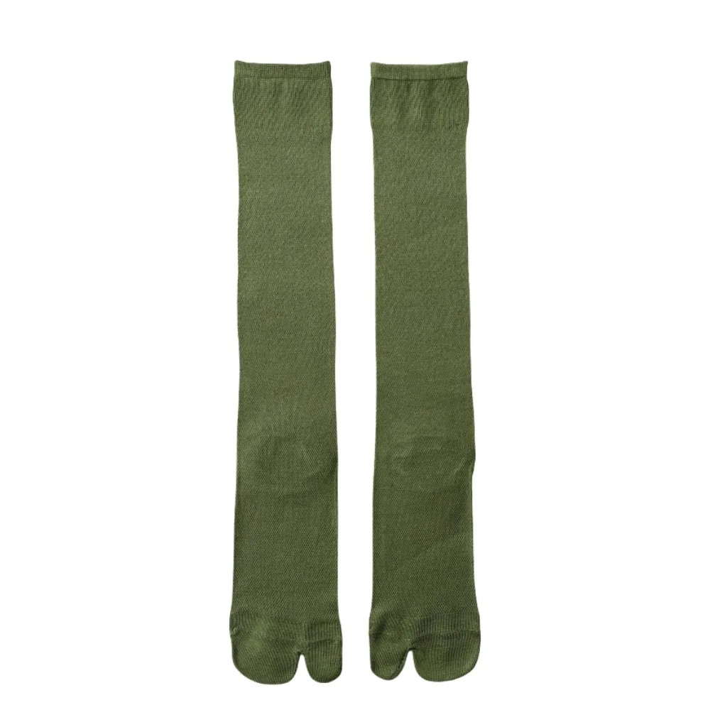 

Fashion Solid Color Knee High Stockings Ultra-thin JK Ruffle Two Toe Socks Mesh Hosiery Calf Long Socks Summer