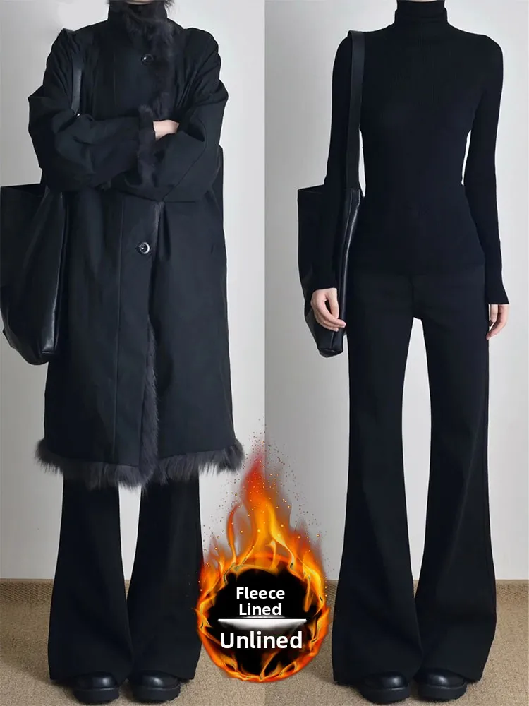 

Новые женские зимние джинсы Bla Thi из вельвета, свободные, не облегающие, с высокой талией, прямые, в пол, повседневные