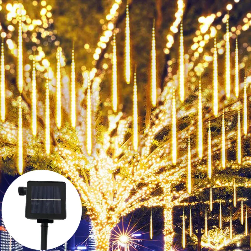 

Solar Meteor Shower Lights Outdoor 30/50cm LED Meteor Christmas Icicle Light Falling Rain Light for Party Tree Holiday Decor