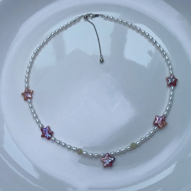 

Freshwater Pearl Necklace Purple Irregular Baroque 925 Silver