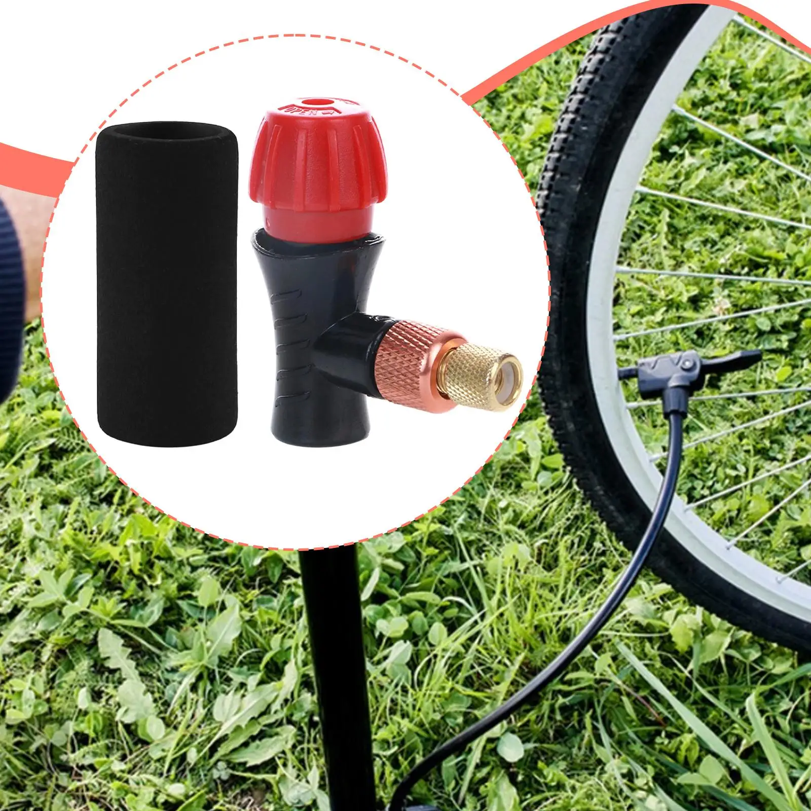 Bike CO2 Cylinder Pump Nozzle Thickened Design Air Control Portable Inflator Head for Bicycle Maintenance