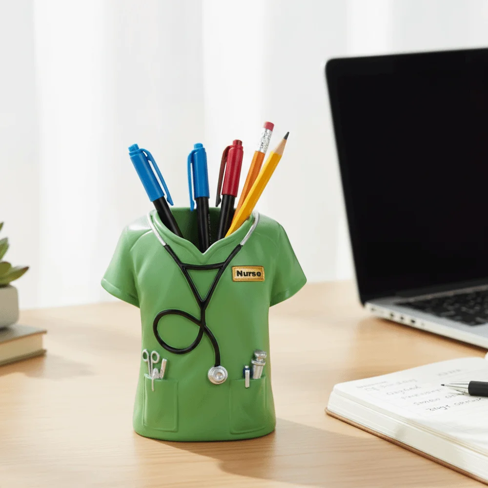 Creative Doctor's Coat-Shaped Pen Holder Practical Desktop Stationery Organizer Theme Desktop Organizer