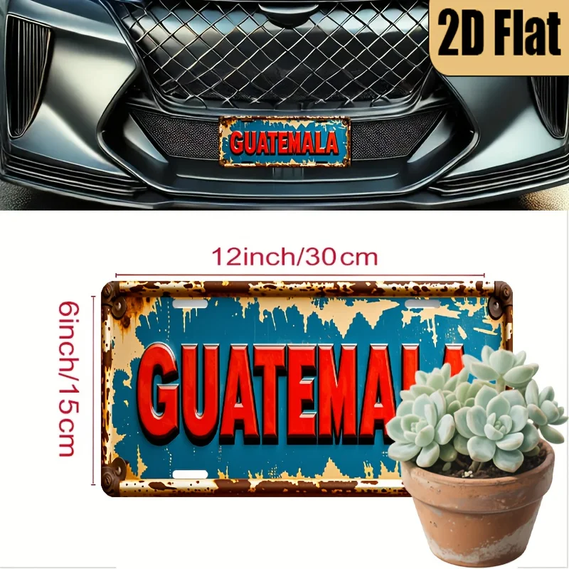 A 2D Flat Decorative Item, a Vintage-Style Aluminum License Plate Themed 