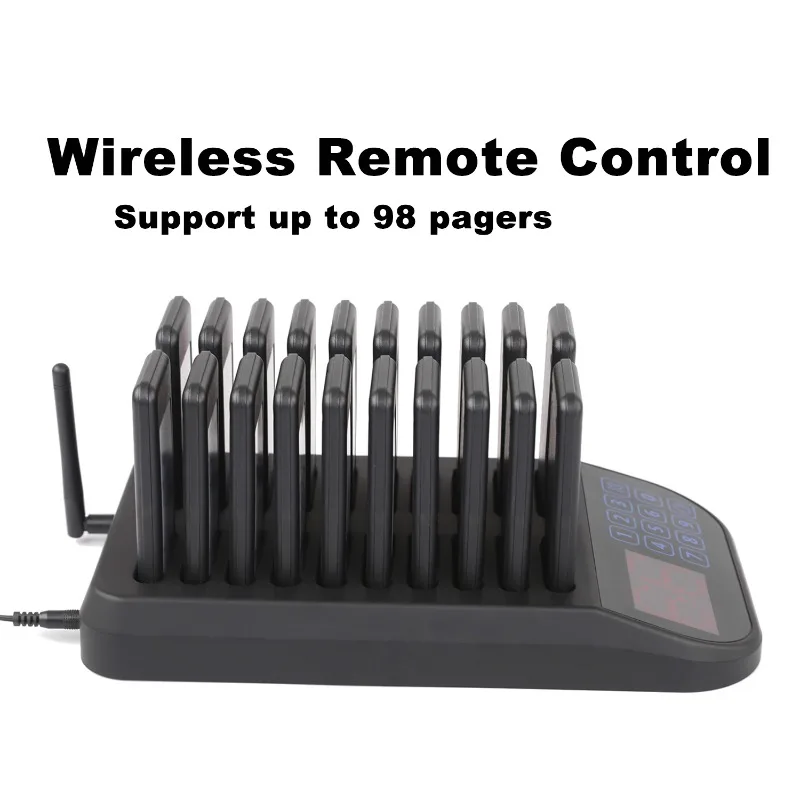 Wireless Restaurant Pager System Black Touch Panel Wireless Calling System for Coffee Shop Restaurant