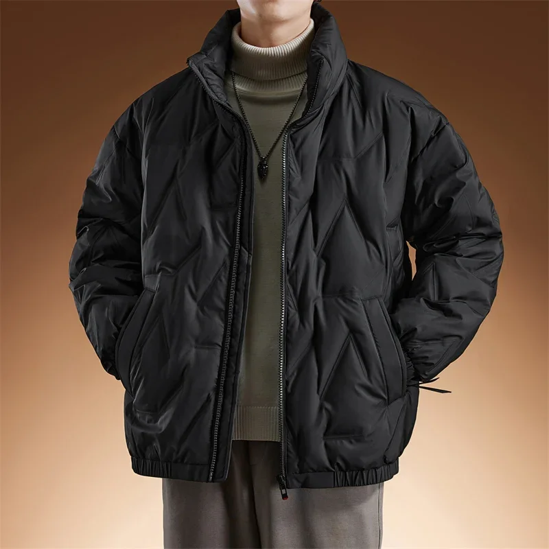 

2024 New Winter Men's Down Jacket High Collar White Duck Down Padded Heating Warm Hooded Windbreaker Puffer Coat ZL588