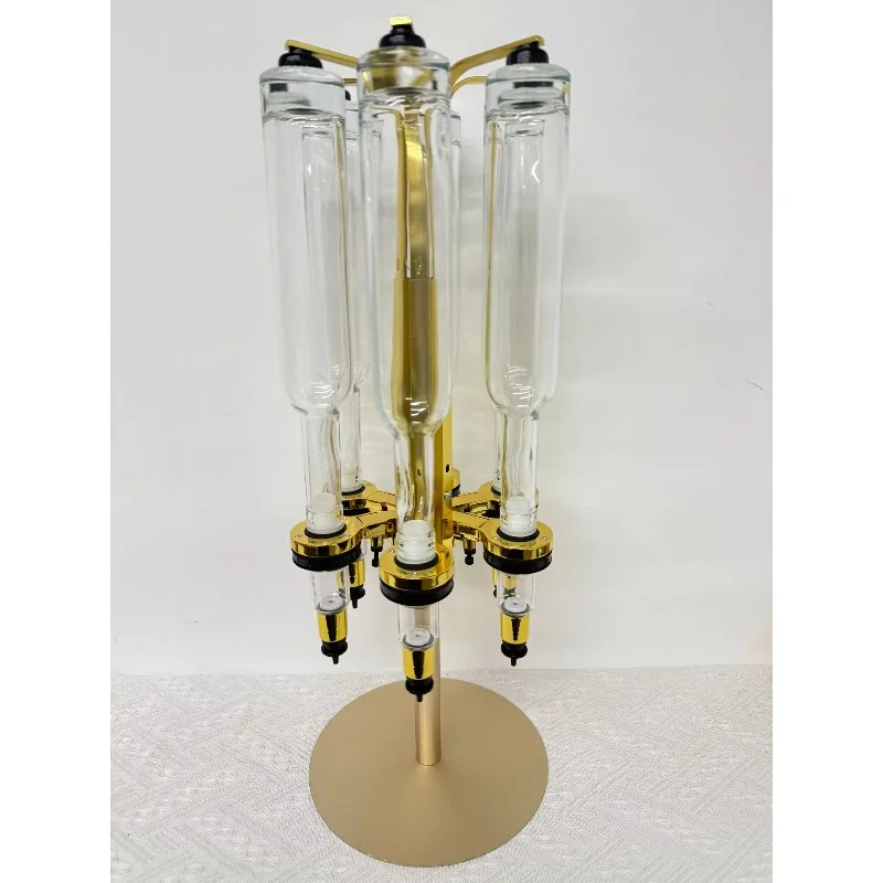 Golden Perfume Display Rack – 6-Pump Distributor & 6-Bottle Dispenser (Fits 375/500/750ml Perfume Filling Machine)