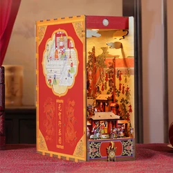 DIY Wooden Book Nook Shelf Insert Kits Chinese Lantern Festival Bookends Miniature Building Kits Bookshelf For Friends Gifts