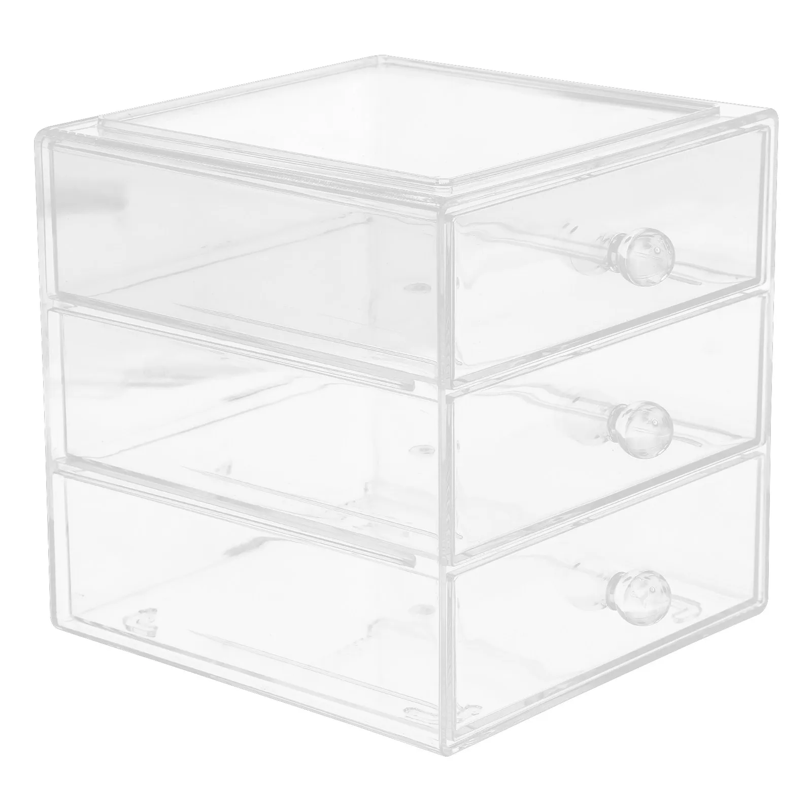 

Трехуровневый прозрачный акриловый органайзер для стола с выдвижными ящиками для хранения косметики, лаков для ногтей, парфюмерии, эфирных масел и канцелярских принадлежностей