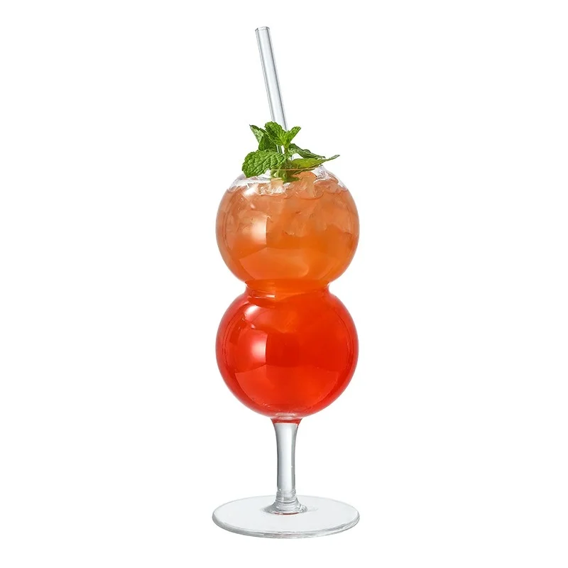 Transparent modern design borosilicate glass goblet gourd shape