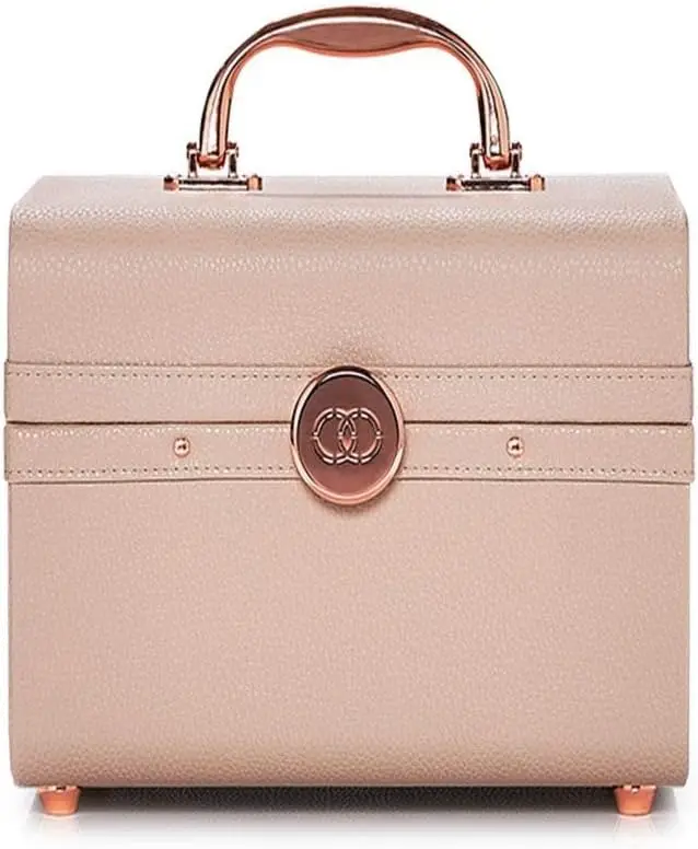 

Маленький косметический органайзер для макияжа с зеркалом, кремово-белая веганская кожа