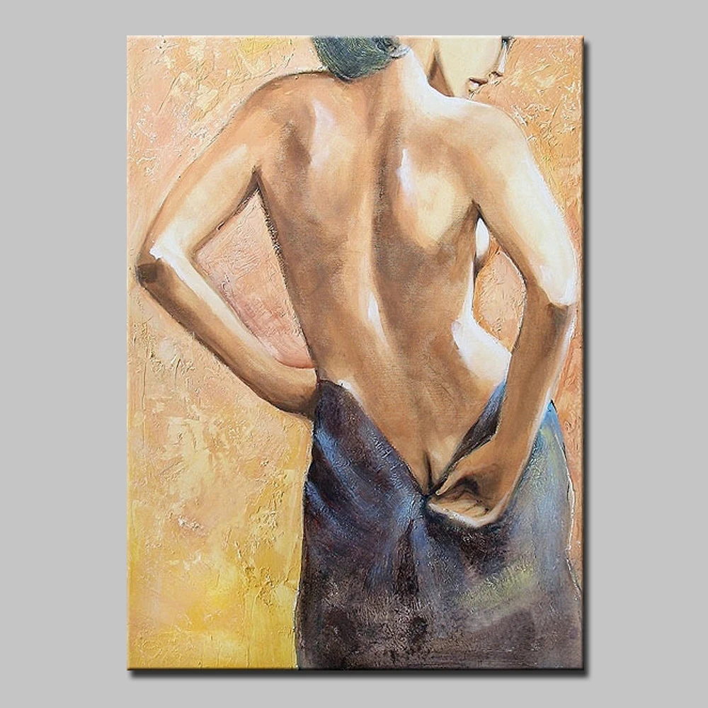 Mintura Hand-Painted Canvas,Pop Art Sexy Naked Girl Oil Paintings Modern Abstract Wall Pictures For Living Room Hotel Decoration