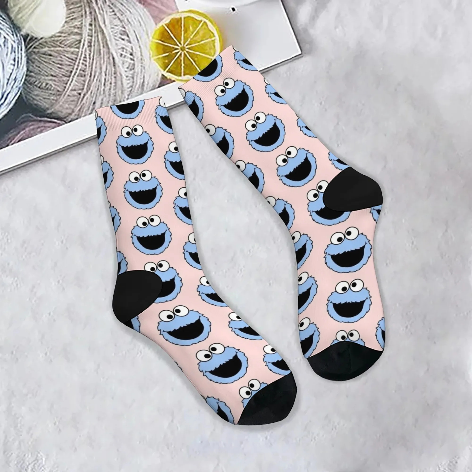 

Cookie Monster Men's Printed Socks Novelty Harajuku Retro Funny Street Hip Hop Compression Socks Comfortable Breathable Socks