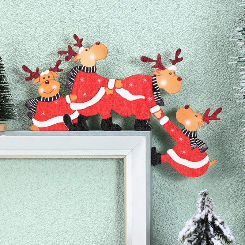 Christmas Santa Claus Door Frame Decor Wooden Corner Statue Figurines Wall Sculpture for Home Christmas Party Decoratin 2024