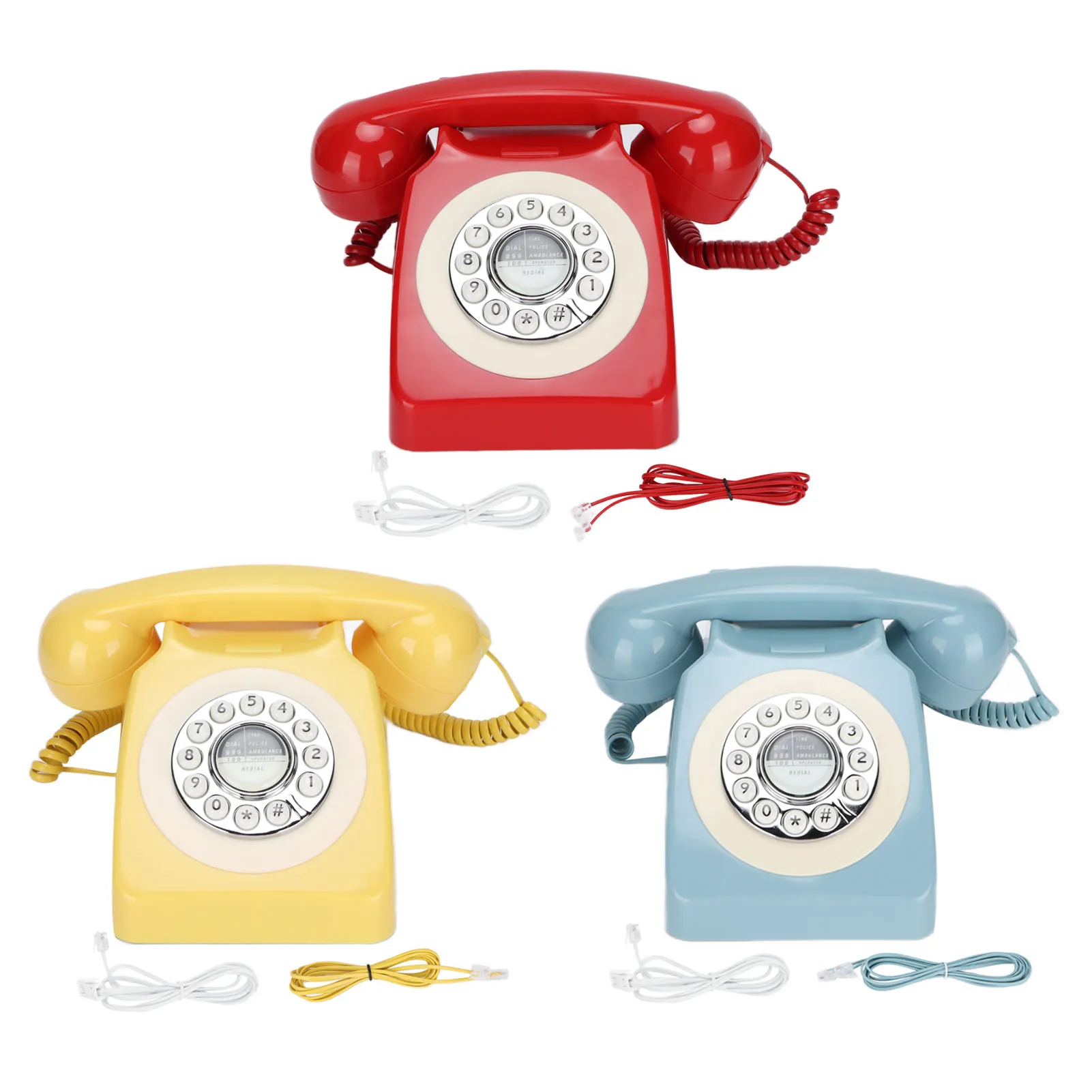 Retro Corded Home Phone Classic Vintage Old Wired Landline Phone for Office Cafe Bar Decoration