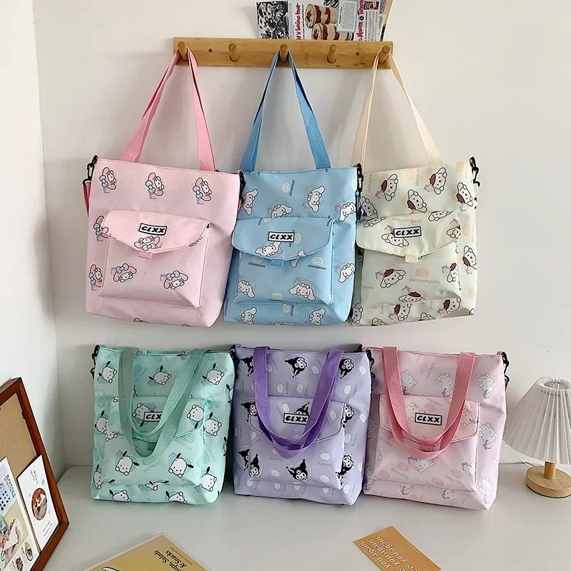 New Kawaii Sanrio Cartoon Anime Hello Kitty Melody Cinnamoroll Kuromi Student Tutoring Bag Women's Shoulder Handbag Gift