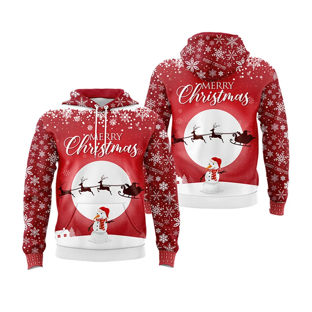 

Full Print Christmas Hoodies For Men Women Santa Claus Graphic Hoodie Tops Loose Oversized Pullovers Sweatshirts Mens Clothes