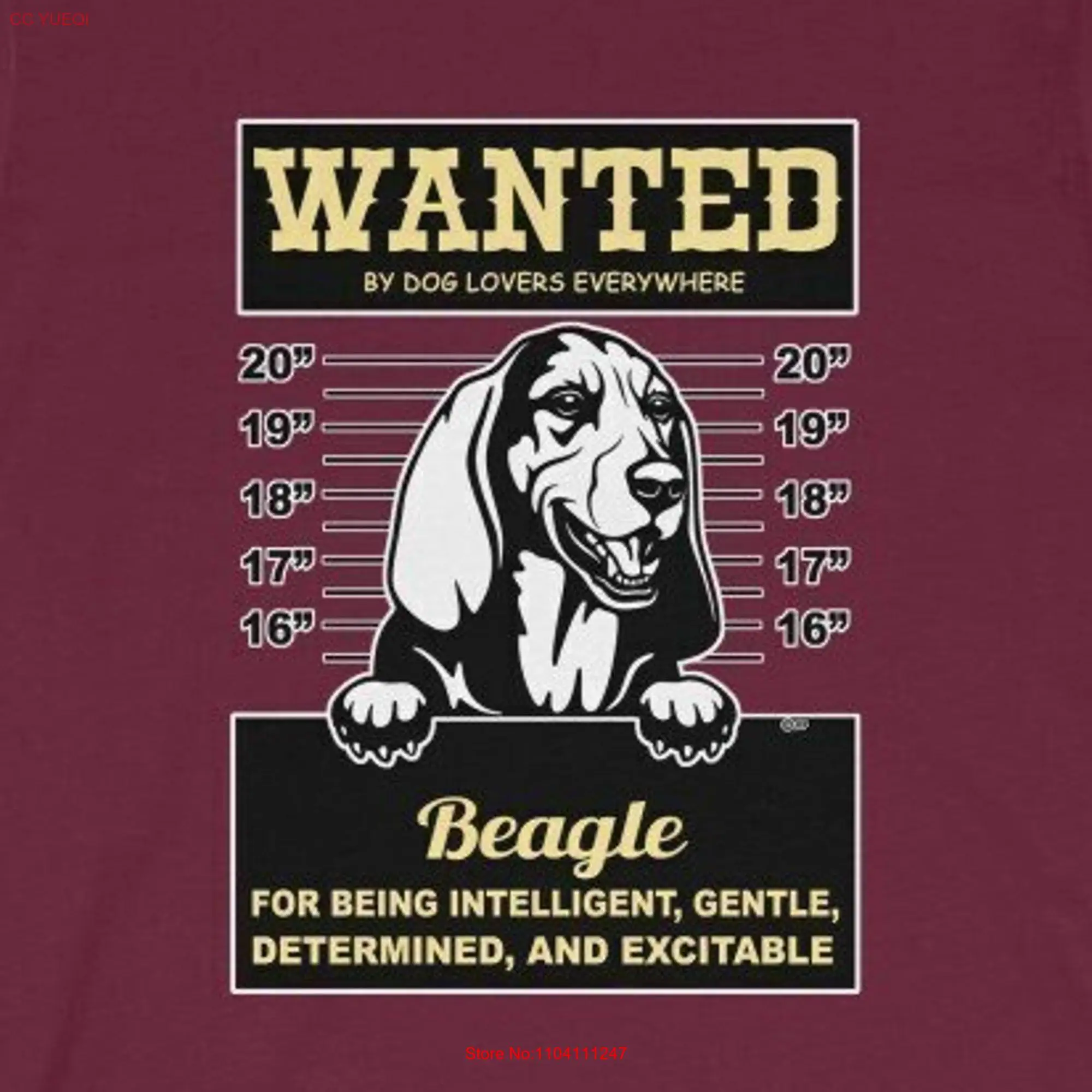 Beagle Wanted By Dog Lovers Everywhere For Being Intelligent Gentle Determined and Excitable Funny Wall To Dogs T shirt