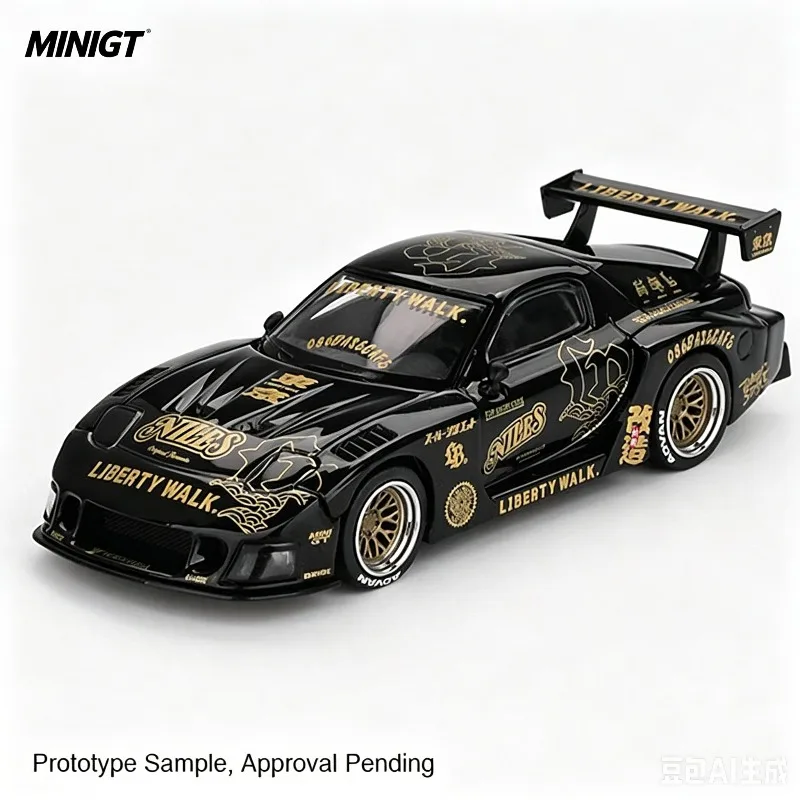 minigt1-64-マツダ-rx7-ワイドボディ改造-fd-niles-合金ダイキャストカーモデル、静的装飾品、大人向けコレクション、男性向けおもちゃ。
