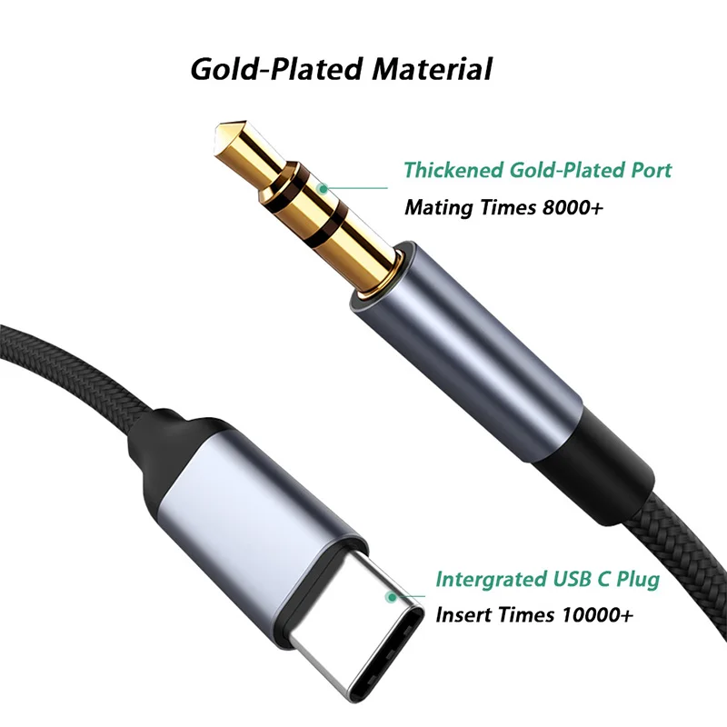 Cavo audio da USB C a AUX da 3,5 mm, 1,8 m, tipo C, cavo audio da 3,5 mm per iPhone 16, 15 Pro, 15 Pro, 15 Plus, iPad Pro, MacBook iPad