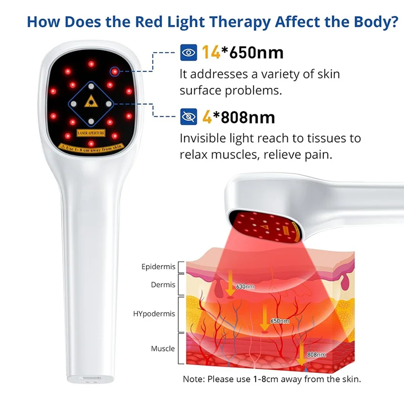 Baguette de thérapie à la lumière rouge infrarouge AA20, dispositif portatif, Laser froid pour le soulagement des douleurs articulaires des muscles humains et des animaux de compagnie