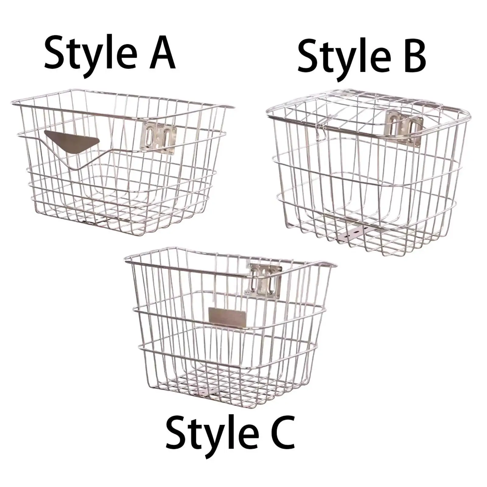 Bicycle Basket Storage Container Stainless Steel Universal Metal Sturdy Front