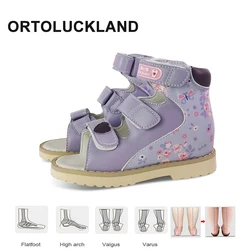 Ortoluckland Children Shoes Summer Girls Orthopedic Pattern Leather Sandals Kids Nice Cute Pretty School Footwear Size20 To 31