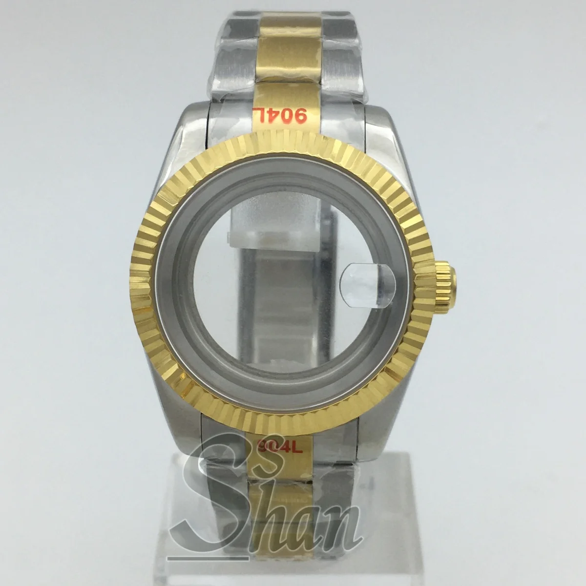 36mm 39mm Black/Rose Gold/Silver/Gold Watch Case & Strap, Sapphire Glass Grooved Bezel Watch Parts for Ronda 515 Quartz Movement