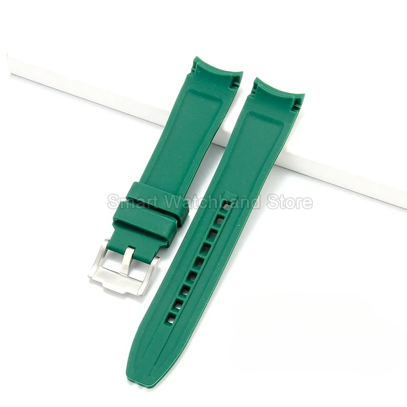 Per Rolex Huawei Moonswatch Seiko Hamilton Accessori per orologi in silicone Curvo 20 22mm Rosso Arancione Verde scuro Cinturino impermeabile