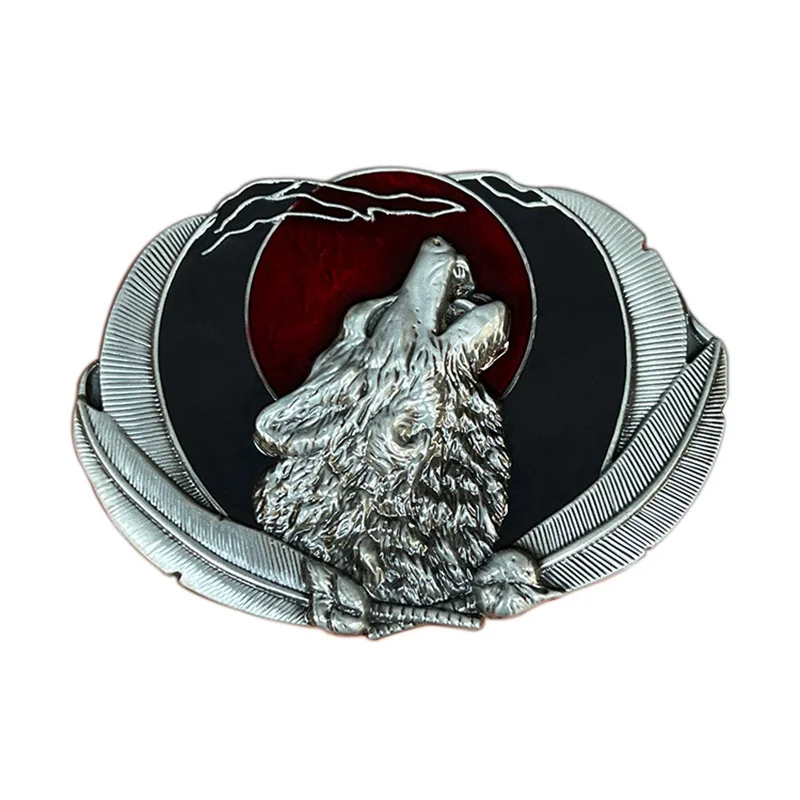 

Retro animal Wolf head belt buckle Western style