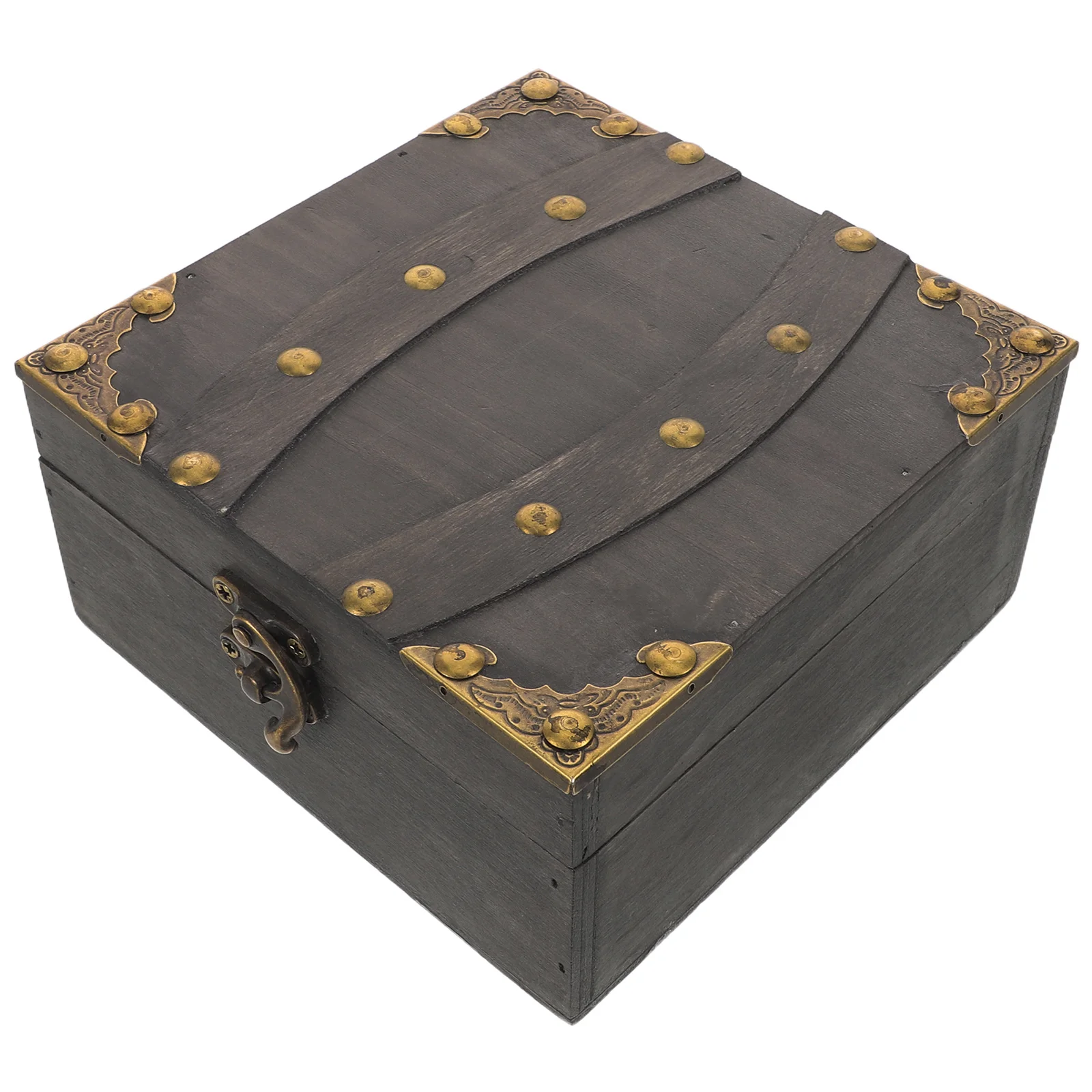 

Vintage Wooden Treasure Chest Brown Decorative Jewelry Storage Box Organizer Home Retro Wood Storage Case Keepsake Holder